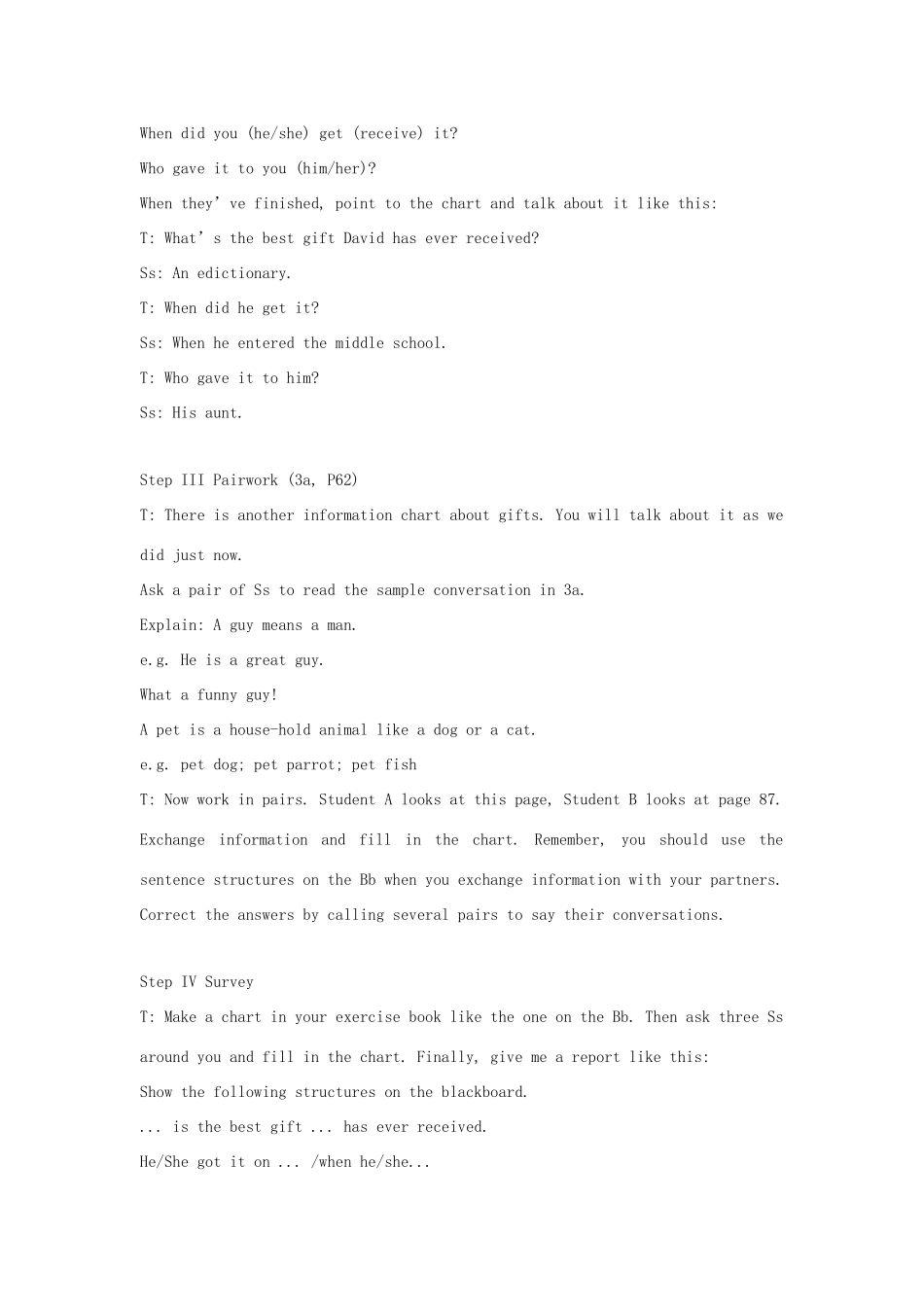 安徽省滁州二中八年级英语上册 Unit 8 Period 2 Speaking教案 人教新目标版_第3页