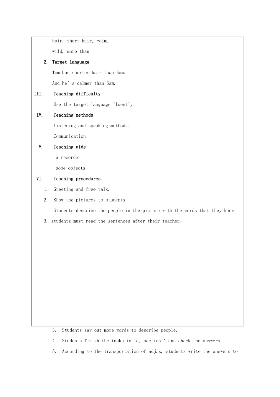八年级英语上册 unit6the first perild教案 人教新目标版_第3页