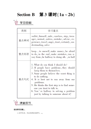 八年级英语上册 Unit 10 If you go to the party you'll have a great time第3课时教案 （新版）人教新目标版-（新版）人教新目标版初中八年级上册英语教案