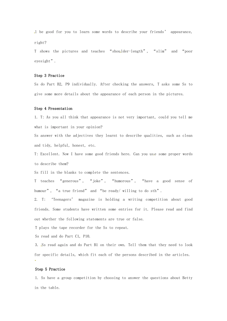 八年级英语上册 Unit 1 Friends Reading Ⅰ教案 （新版）牛津版-（新版）牛津版初中八年级上册英语教案_第2页