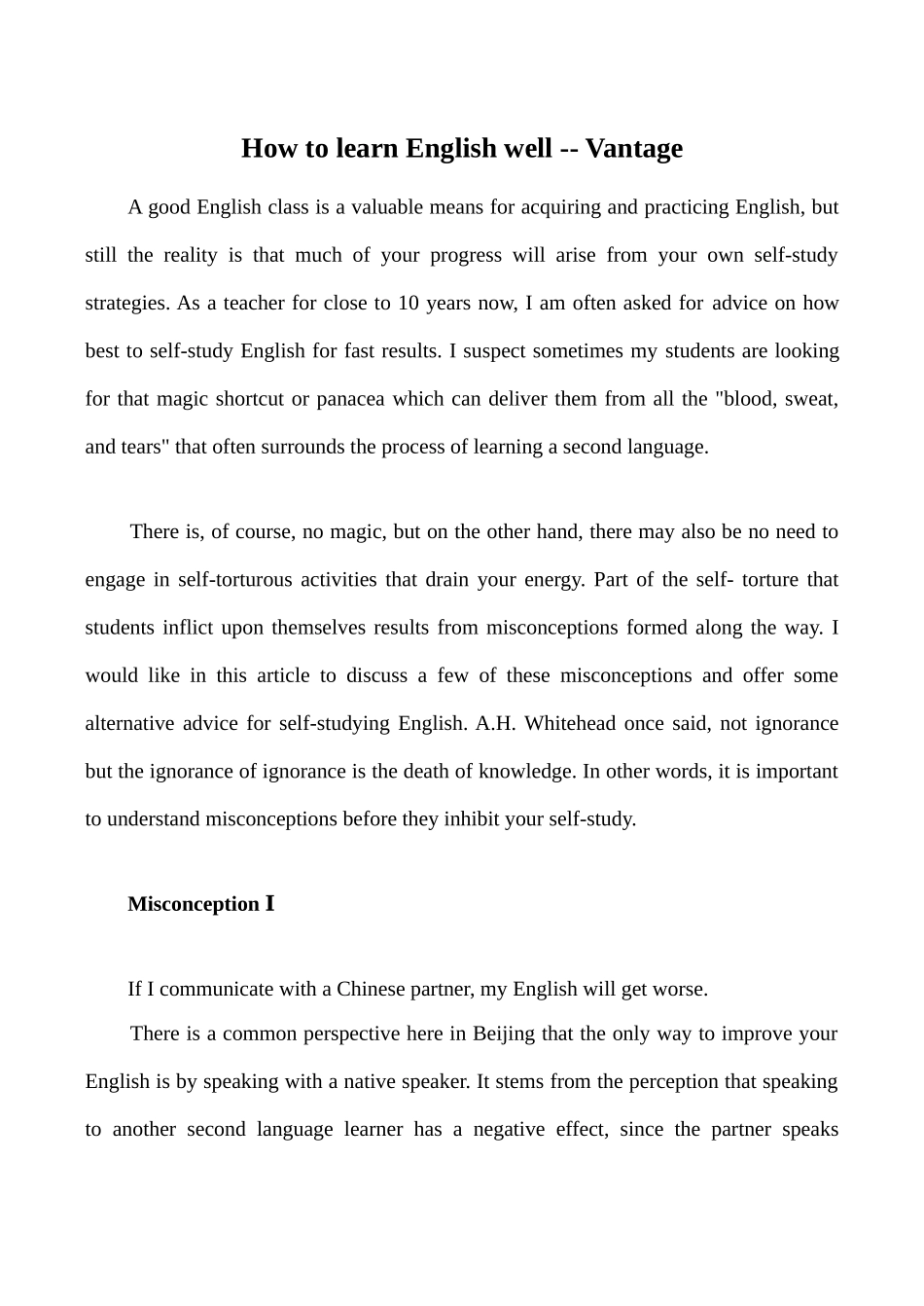 九年级英语Unit 1 How do you study for a test文章 How to learn English well 1新人教版_第1页