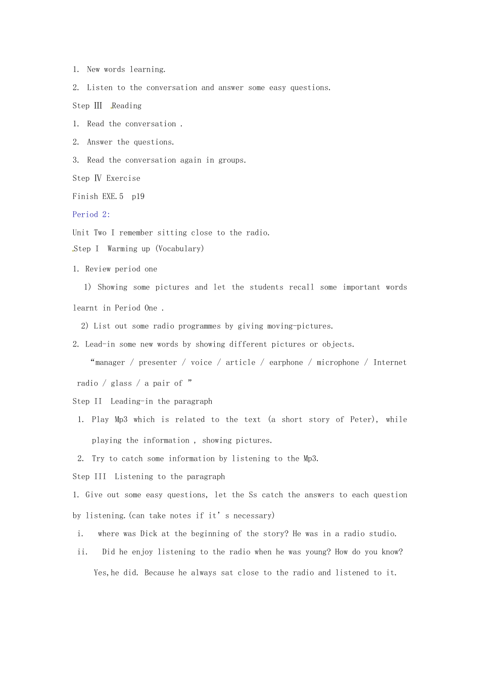 八年级英语下册 Module 3 On the radio综合教案 外研版_第3页
