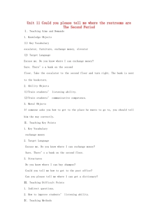 九年级英语全册 Unit 11 Could you please tell me where the restrooms are The 2nd Period示范教案 人教新目标版