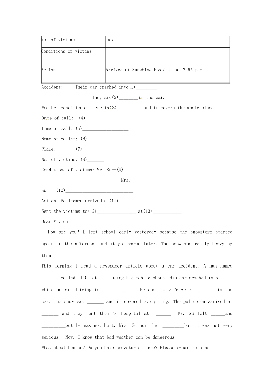 八年级英语上册《Unit 8 Natural disasters Integrated skills》教案 （新版）牛津版-（新版）牛津版初中八年级上册英语教案_第3页