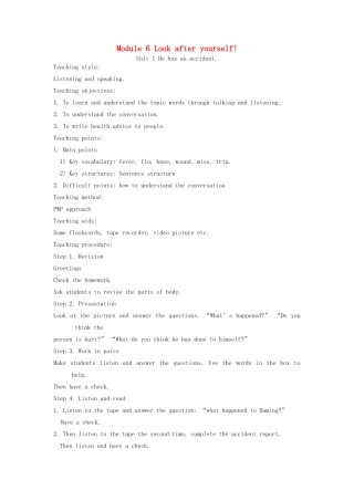 九年级英语下册 Module 6 Look after yourself教案 外研版
