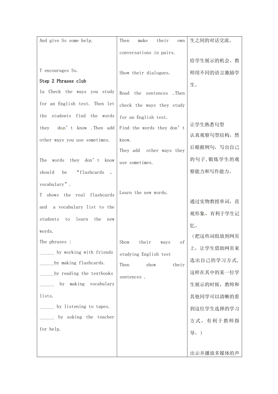 九年级英语全册 Unit 1 How do you study for a test Section A（1a-2c）教案 人教新目标版-人教新目标版初中九年级全册英语教案_第3页