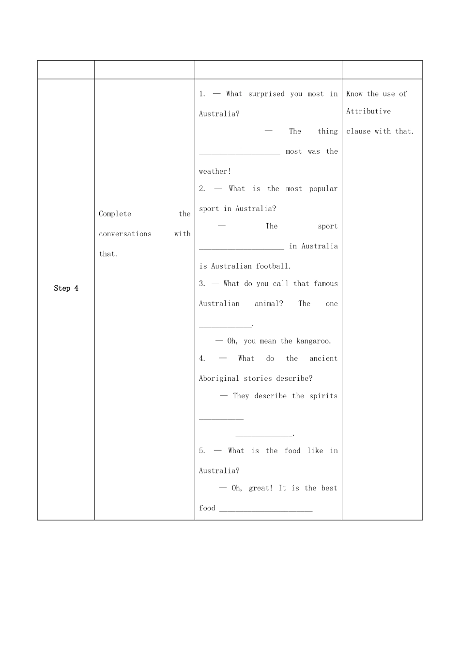 学年九年级英语上册 Module 10 Australia Unit 3 Language in use教案 （新版）外研版-（新版）外研版初中九年级上册英语教案_第3页