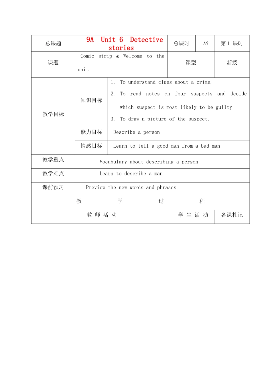 九年级英语上册 Unit6(1-5)教案 牛津版_第1页
