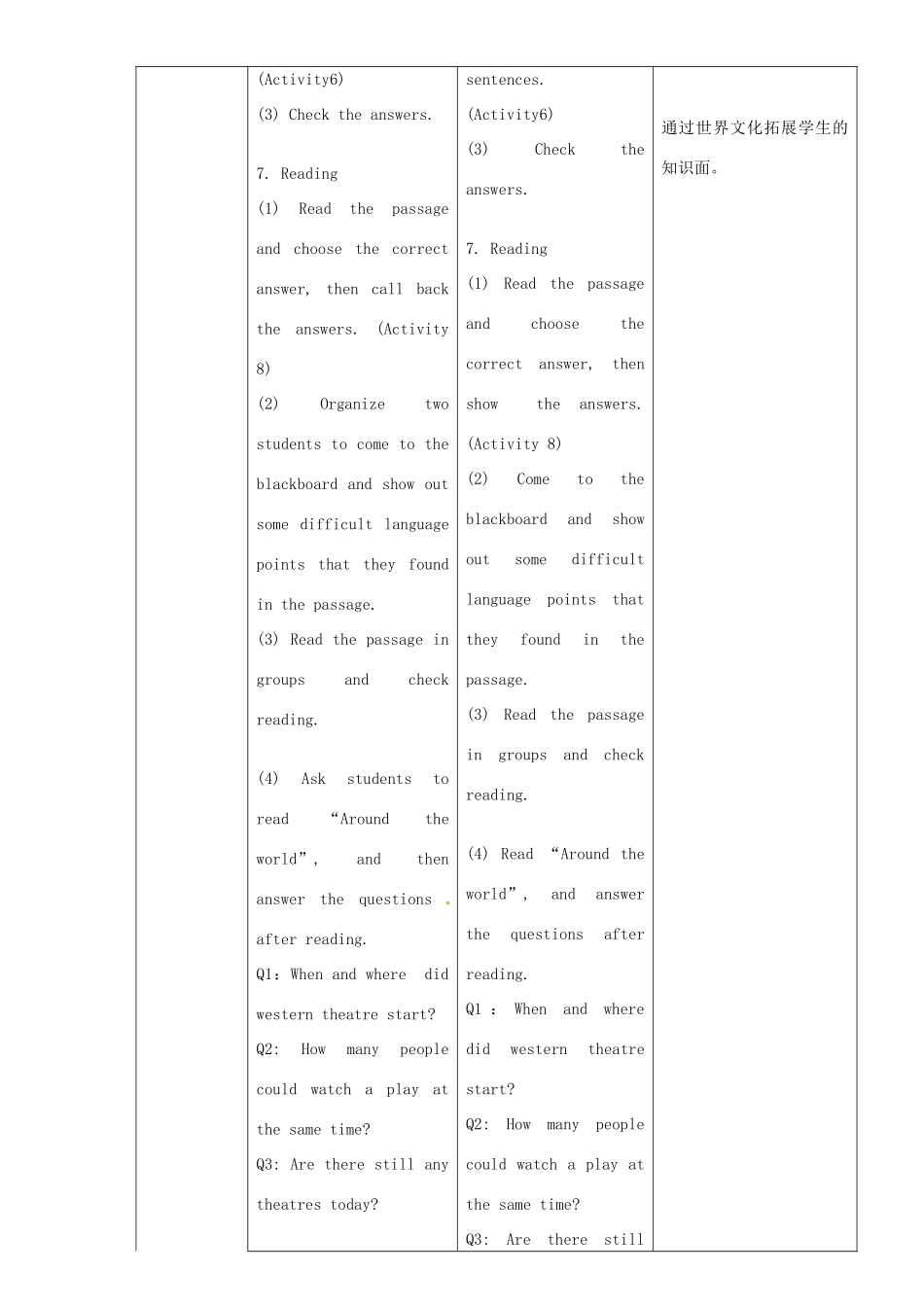 八年级英语上册 Module 5 Lao She Teahouse Unit 3 Language in use教案 （新版）外研版-（新版）外研版初中八年级上册英语教案_第3页