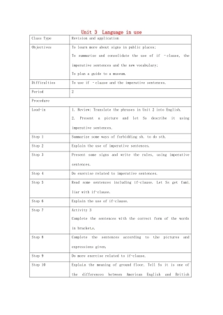 九年级英语上册《Module 5 Museums Unit 3 Language in use》教案 （新版）外研版-（新版）外研版初中九年级上册英语教案