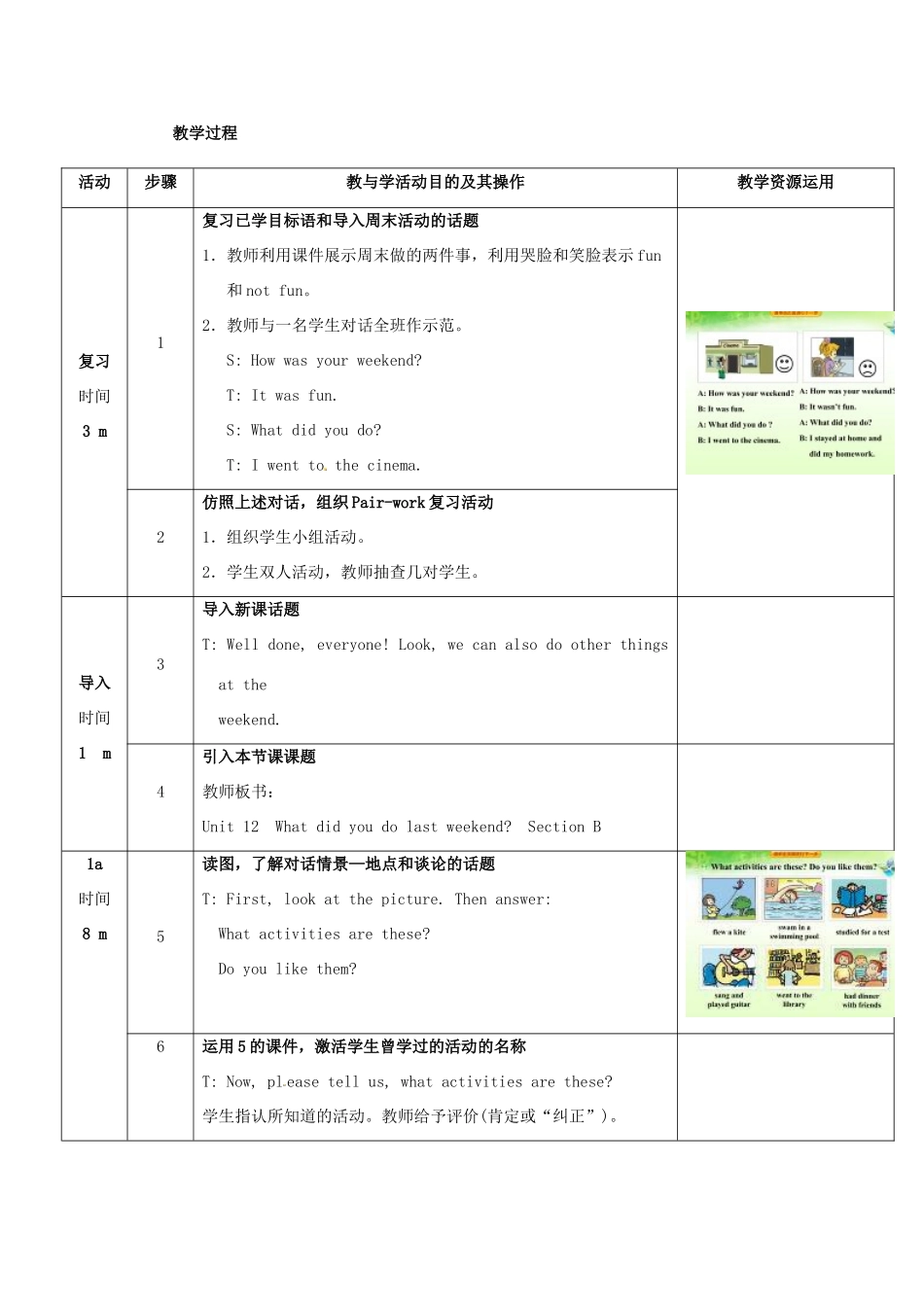 七年级英语下册 Unit 12 What did you do last weekend（第3课时）教学设计 （新版）人教新目标版-（新版）人教新目标版初中七年级下册英语教案_第2页