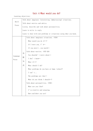 九年级英语上册 Unit 4 What would you do》教案 人教新目标版