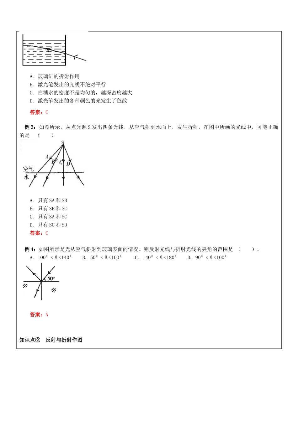 七年级科学下册 教师辅导讲义 光的折射与反射、折射作图 浙教版-浙教版初中七年级下册自然科学教案_第3页