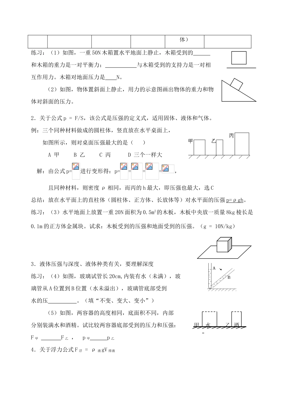 八年级物理下册 第十章 压强和浮力复习教案 苏科版_第3页