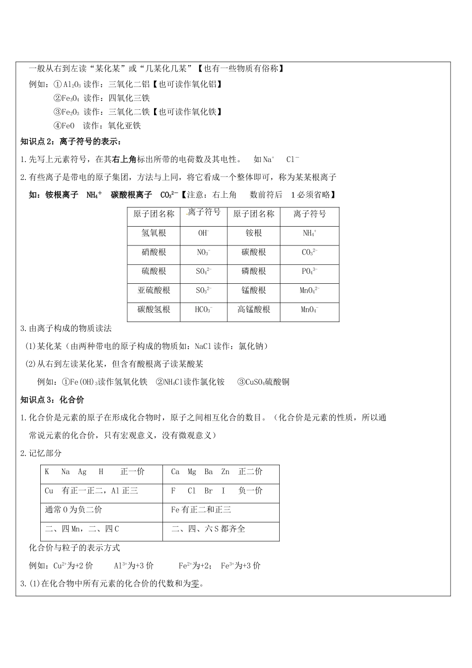 八年级科学下册 第5讲 化合价与化学式教案 浙教版-浙教版初中八年级下册自然科学教案_第2页