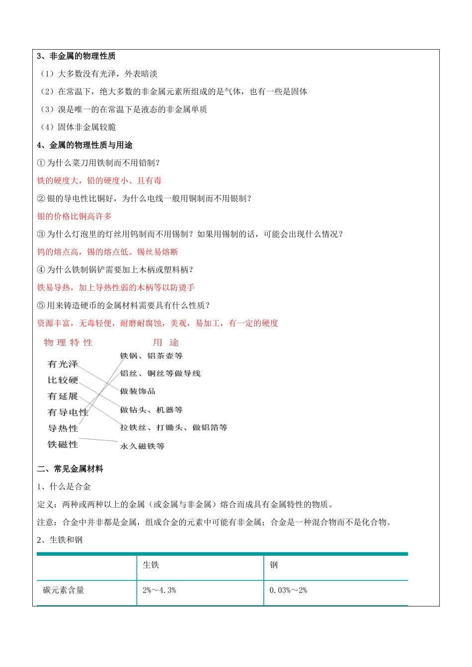 九年级科学上册 第5讲 金属材料教案 浙教版-浙教版初中九年级上册自然科学教案_第3页