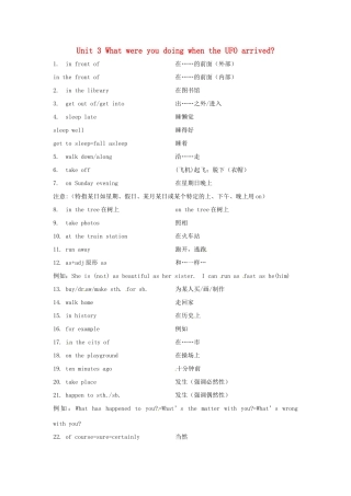 八年级英语下册 Unit 3 What were you doing when the UFO arrived重点短语集萃 人教新目标版