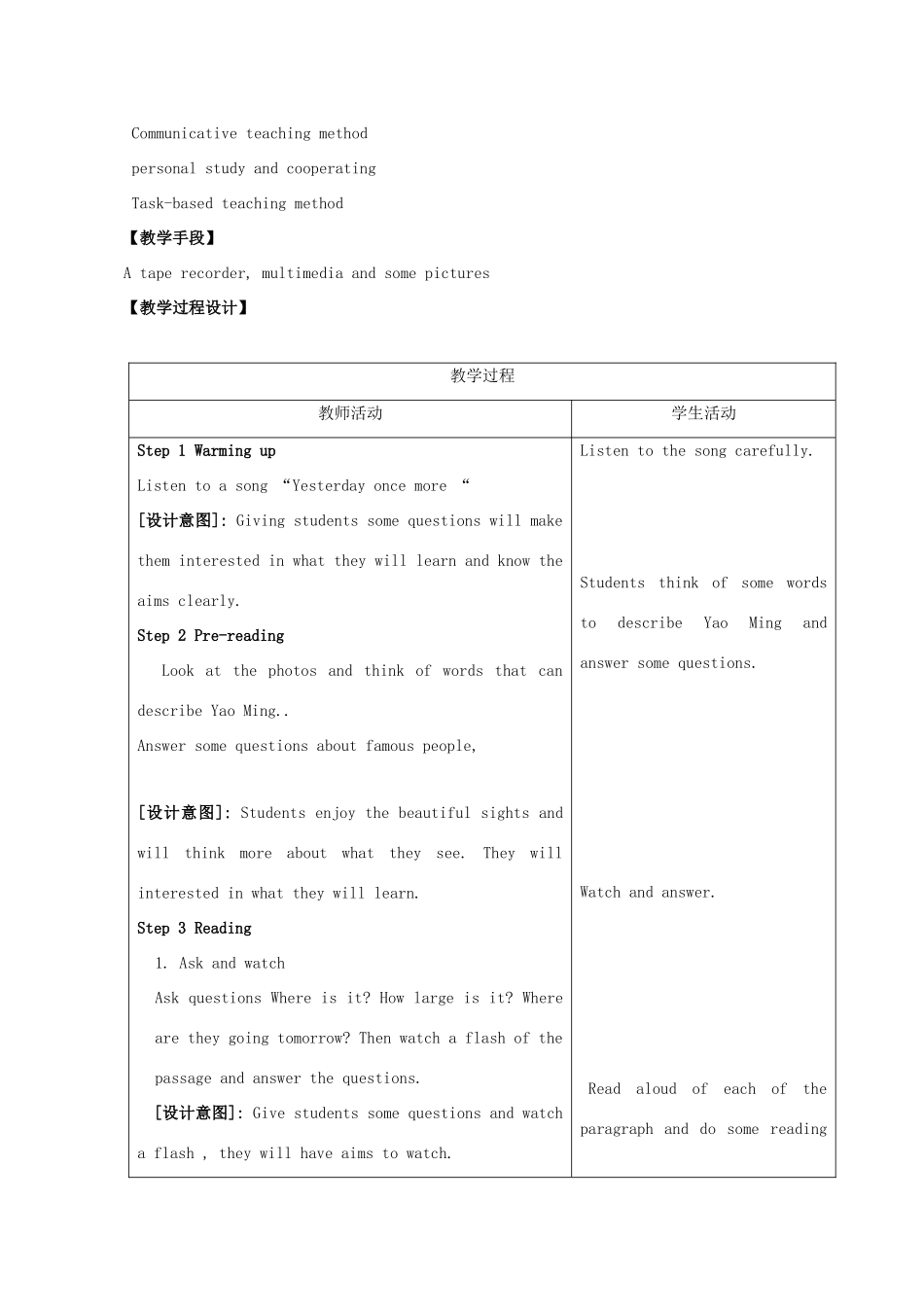 七年级英语下册 Module 7 Unit 1 I was born in a small village教案1 （新版）外研版-（新版）外研版初中七年级下册英语教案_第2页