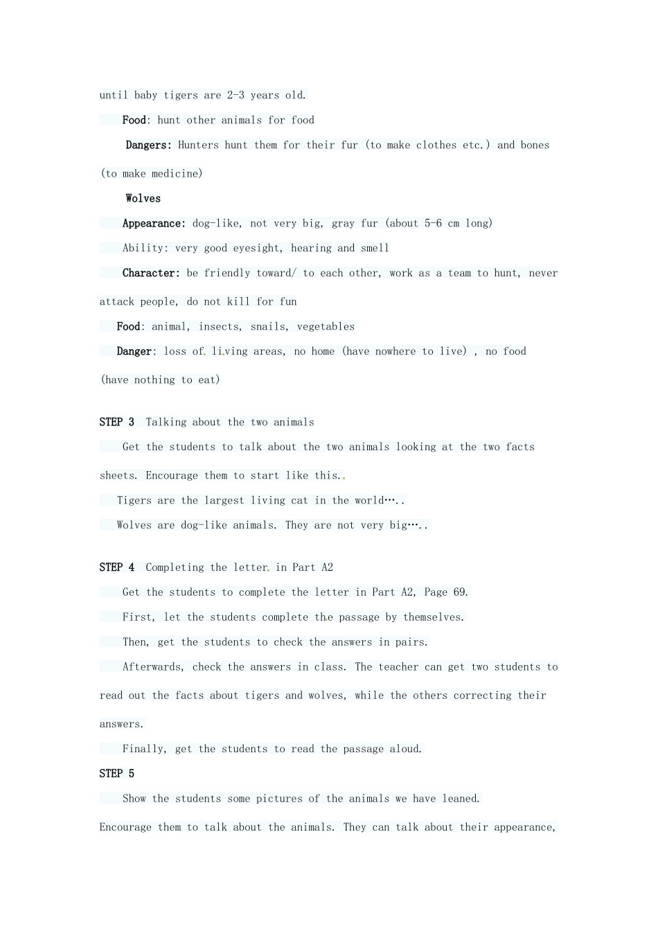 八年级英语上册 Unit 5 Wild animals Period 7 Integrated skills教案 （新版）牛津版-（新版）牛津版初中八年级上册英语教案_第3页