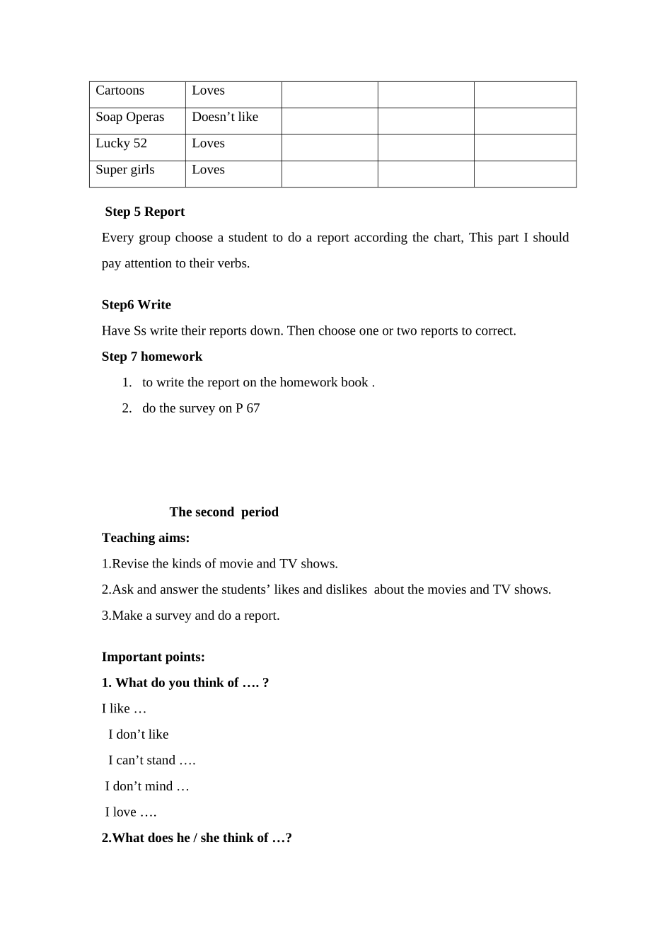 七年级英语Unit11 What do you think of game shows教案_第3页
