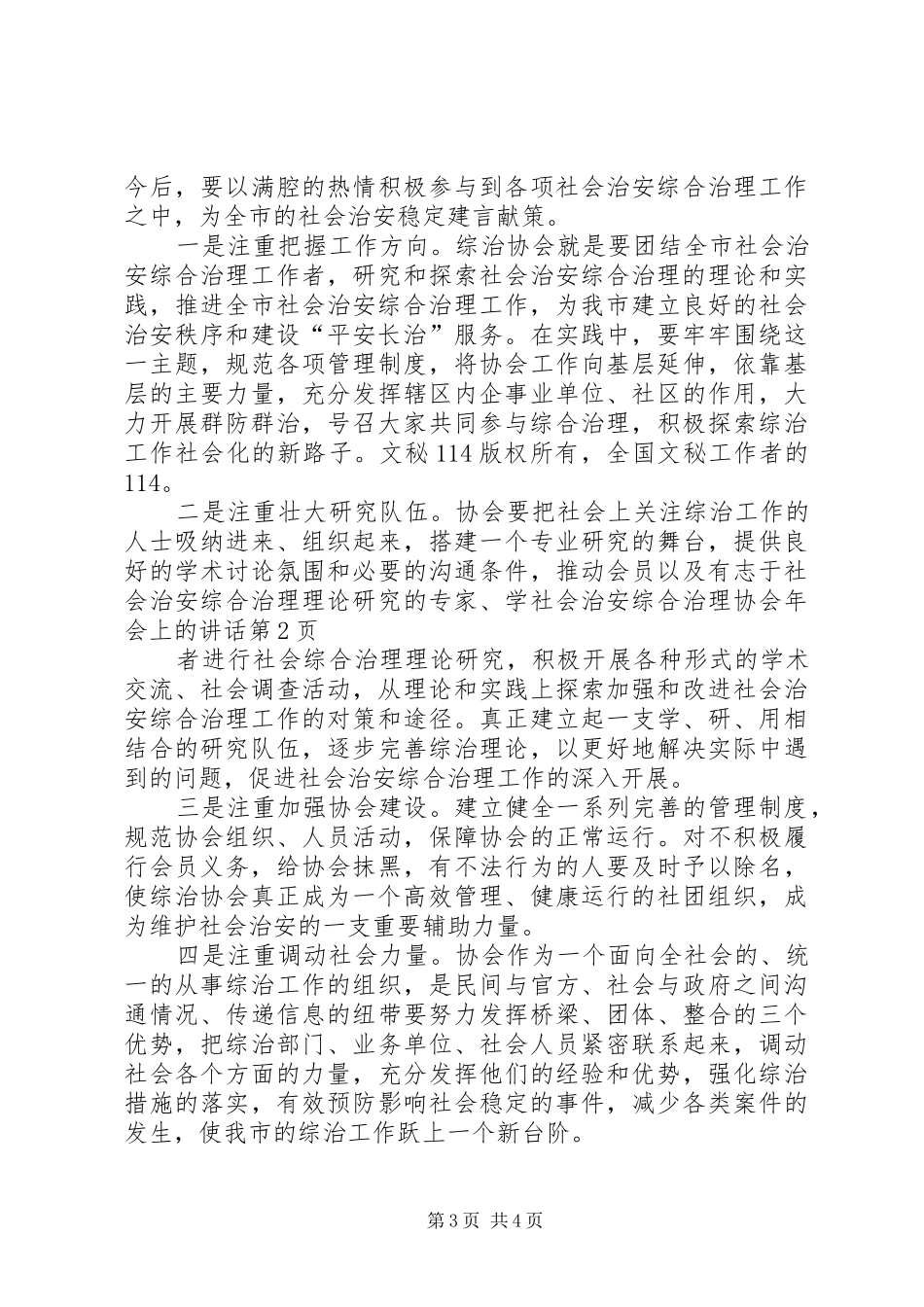 社会治安综合治理协会年会上的讲话发言_第3页