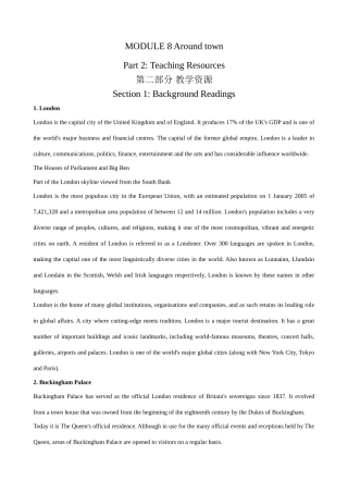 外研社八年级英语Module 8 Section 1 Background Readings