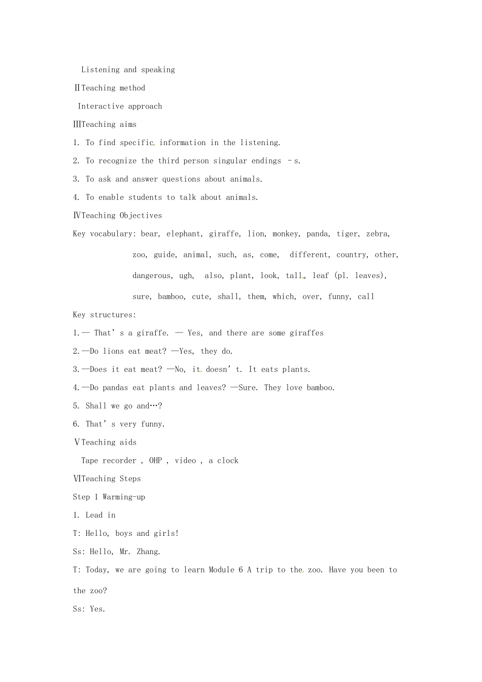 七年级英语上册 Module 6 Unit 1 Does it eat meat教案 （新版）外研版-（新版）外研版初中七年级上册英语教案_第2页