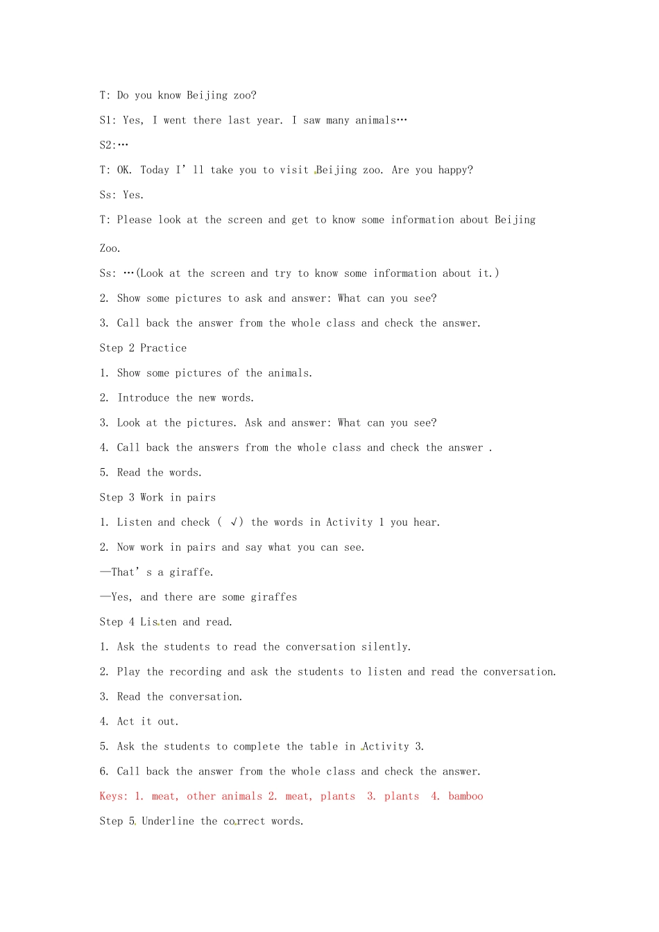 七年级英语上册 Module 6 Unit 1 Does it eat meat教案 （新版）外研版-（新版）外研版初中七年级上册英语教案_第3页