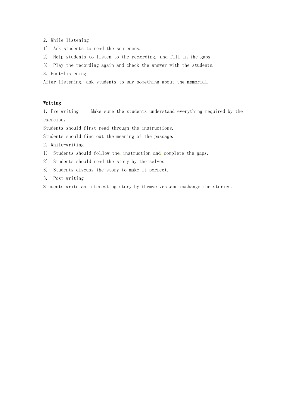 八年级英语上册 Chapter 5 Look it up Listening，Speaking，Using English，Writing教案 牛津沈阳版-牛津沈阳版初中八年级上册英语教案_第3页