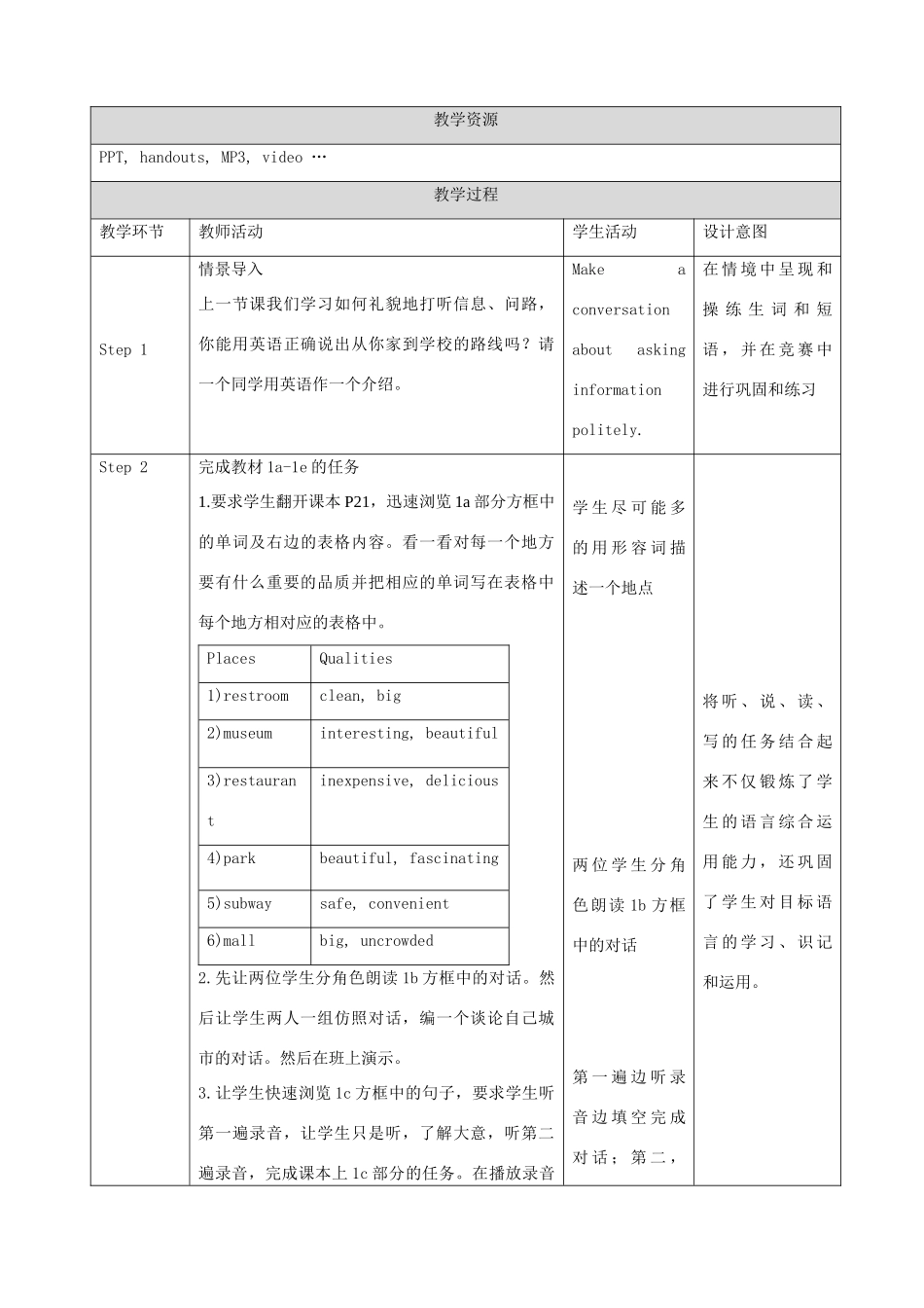 九年级英语全册 Unit 3 Could you please tell me where the restrooms are Section B教学设计 （新版）人教新目标版-（新版）人教新目标版初中九年级全册英语教案_第2页