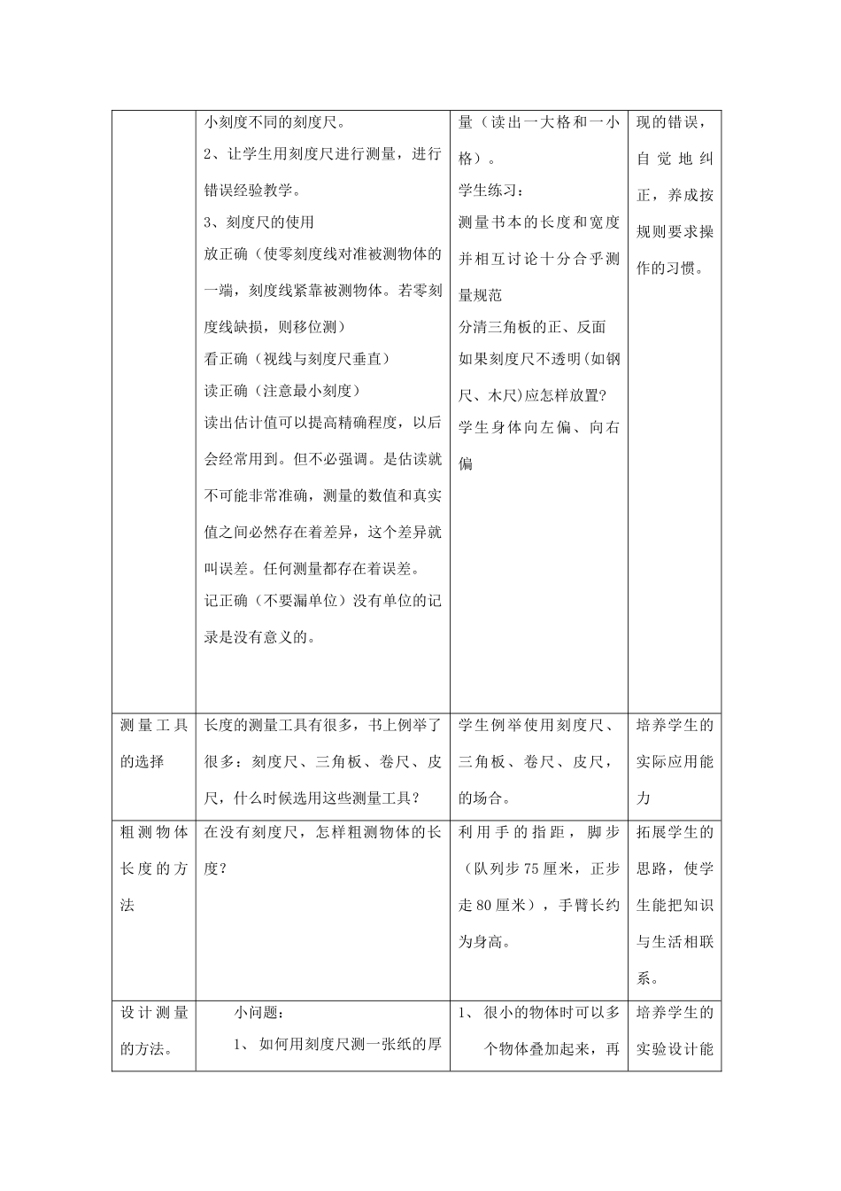 七年级科学上册：第1章第3节 长度和体积的测量教案（一）（浙教版）_第3页