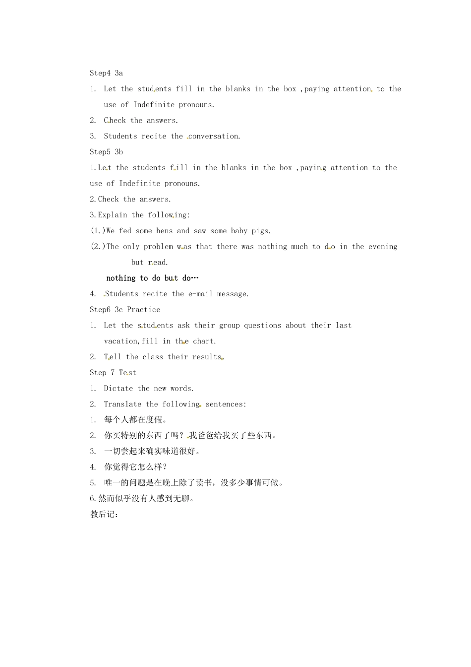 天津市东丽区徐庄子中学八年级英语上册 Unit 1 Where did you go on vacation？第二课时教案 （新版）人教新目标版_第2页