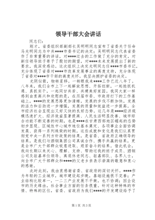 领导干部大会讲话发言