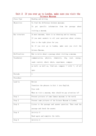 九年级英语上册《Module 5 Museums Unit 2 If you ever go to London, make sure you visit the Science Museum》教案 （新版）外研版-（新版）外研版初中九年级上册英语教案