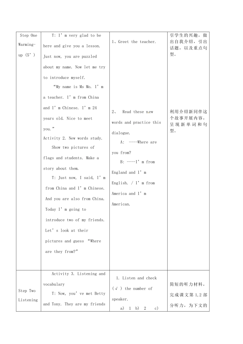 七年级英语上册 Module 1 My classmates Unit 1 Nice to meet you教案 （新版）外研版-（新版）外研版初中七年级上册英语教案_第2页