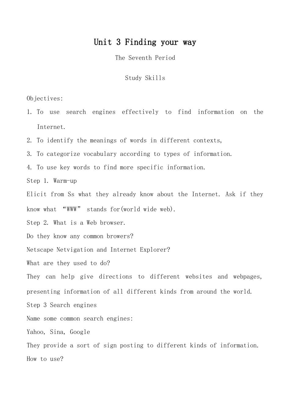 七年级英语下册Unit 3 Finding your way--Period 7-9牛津版_第1页