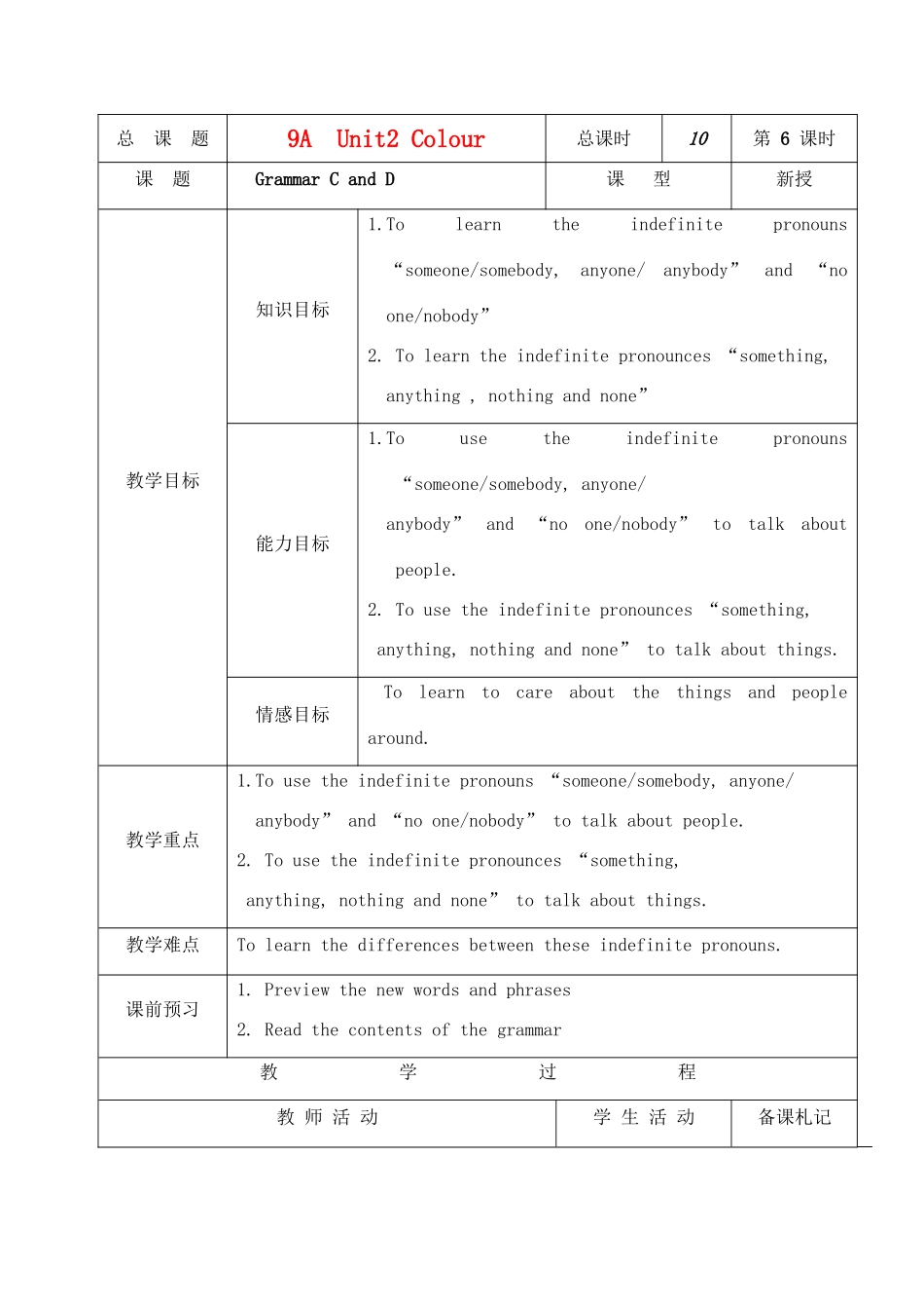 九年级英语上册 Unit2(6-10)教案 牛津版_第1页