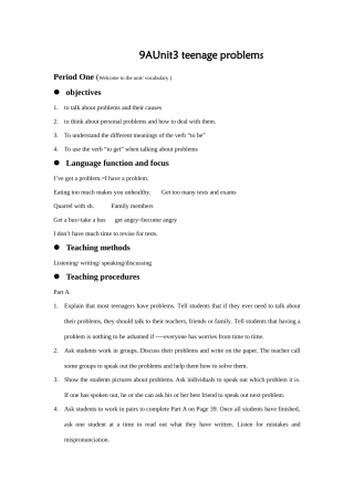 九年级英语9A Unit3全套精品教案 牛津版