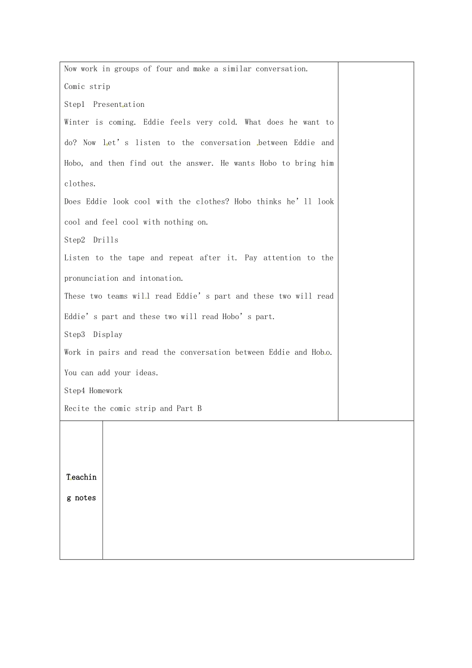 八年级英语上册 Unit 7 Seasons Comic strip and Welcome to the unit教案 （新版）牛津版-（新版）牛津版初中八年级上册英语教案_第3页