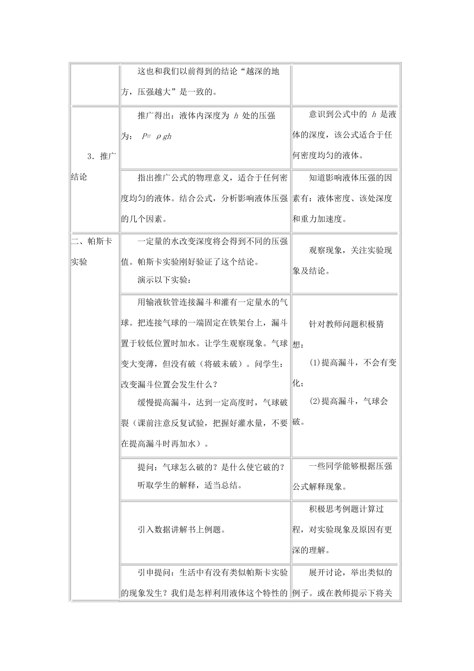 八年级物理下册 9.2 液体的压强教案 教科版-教科版初中八年级下册物理教案_第3页