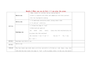 四川省华蓥市明月镇七年级英语下册 Moudle 2 What can you do Unit 1 I can play the piano教案 （新版）外研版