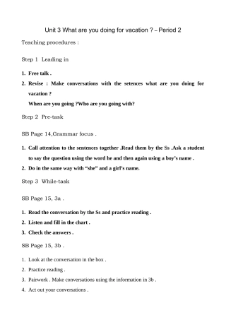 八年级英语Unit3 What are you doing for vacation Period 2,3新课标 人教版