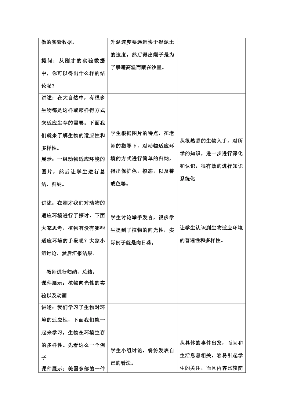 七年级科学上：第2章第7节 生物的适应性和多样性教案浙教版_第2页