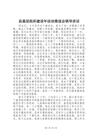 县基层组织建设年活动推进会领导讲话发言