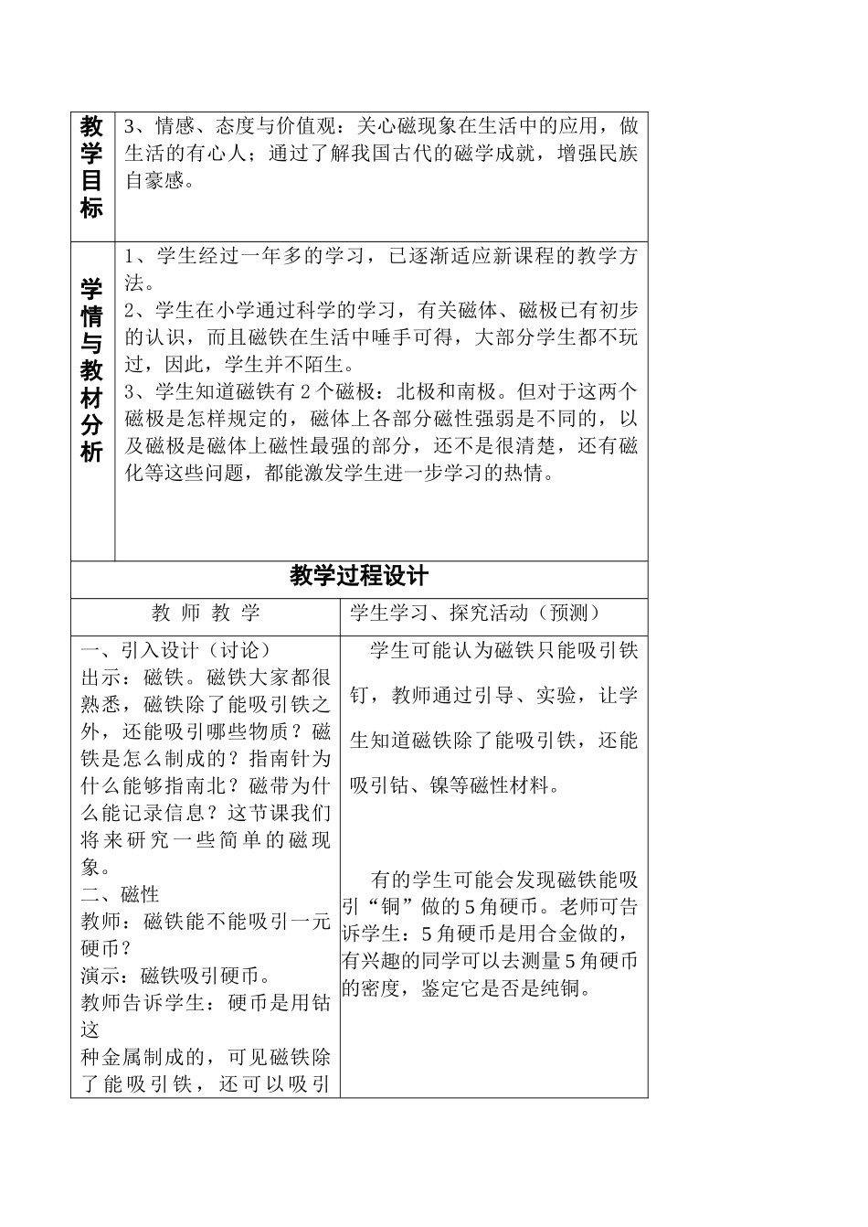 九年级物理“磁是什么”教学设计_第2页