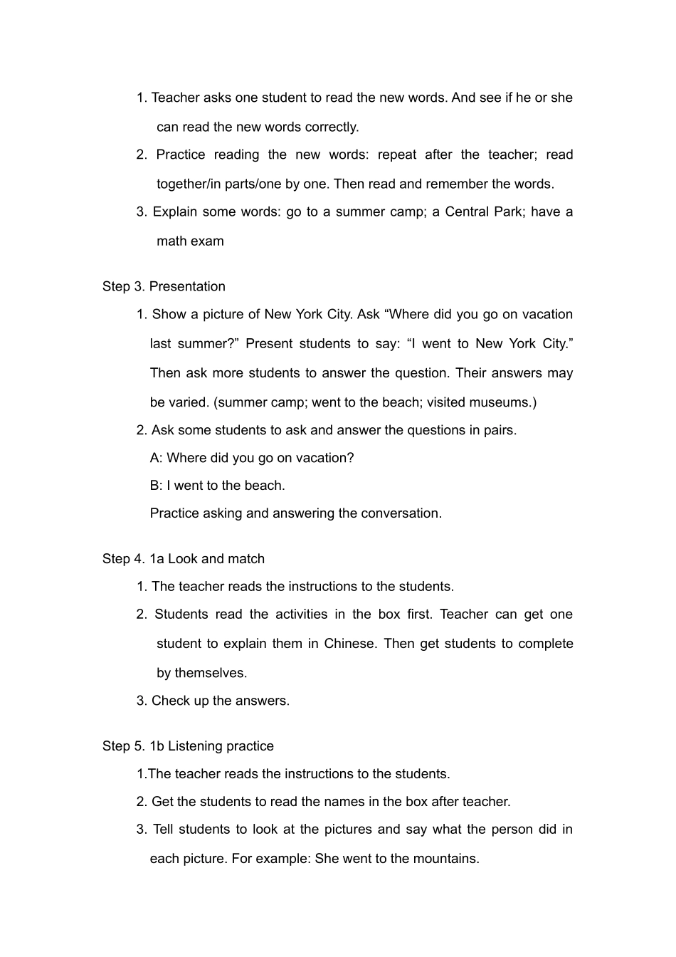 七年级英语 Unit 10  教案人教新课标版 _第3页