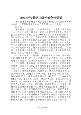 20XX年张书记三级干部会议讲话发言