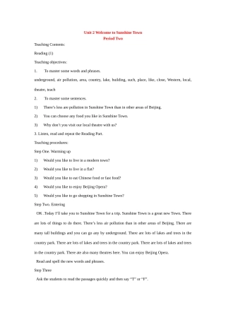 七年级英语 Unit 3 Finding your wanyReading (1) 教案 牛津版