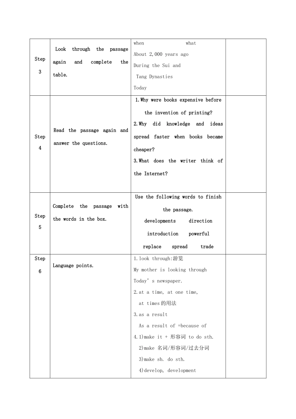 学年九年级英语上册 Module 9 Great inventions Unit 2 Will books be replaced by the Internet教案 （新版）外研版-（新版）外研版初中九年级上册英语教案_第3页