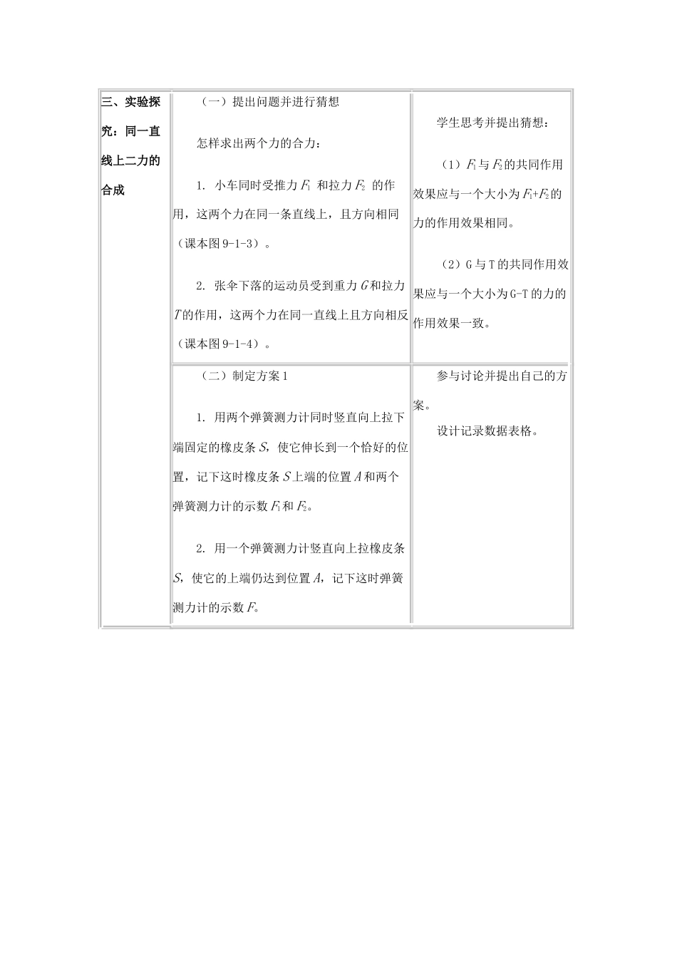 八年级物理下：8.1力的合成教案教科版_第3页